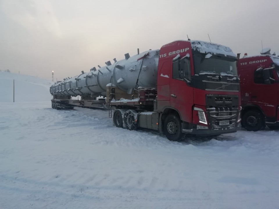 A unique transportation of equipment for the construction of a gas processing plant in the Irkutsk Region was completed